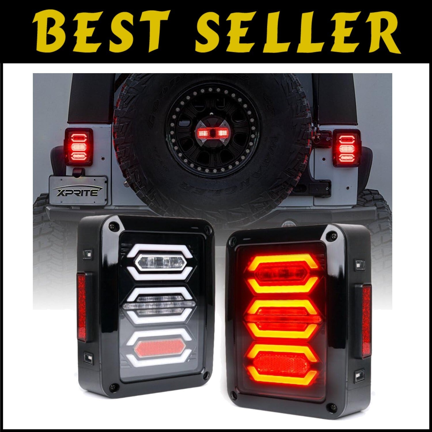 Clear Lens LED Tail Light Assembly with Turn Signal for 2007-2018 Jeep Wrangler