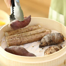 Load image into Gallery viewer, 12-Inch Bamboo Steamer Set with 100 Parchment Liners for Healthy Cooking