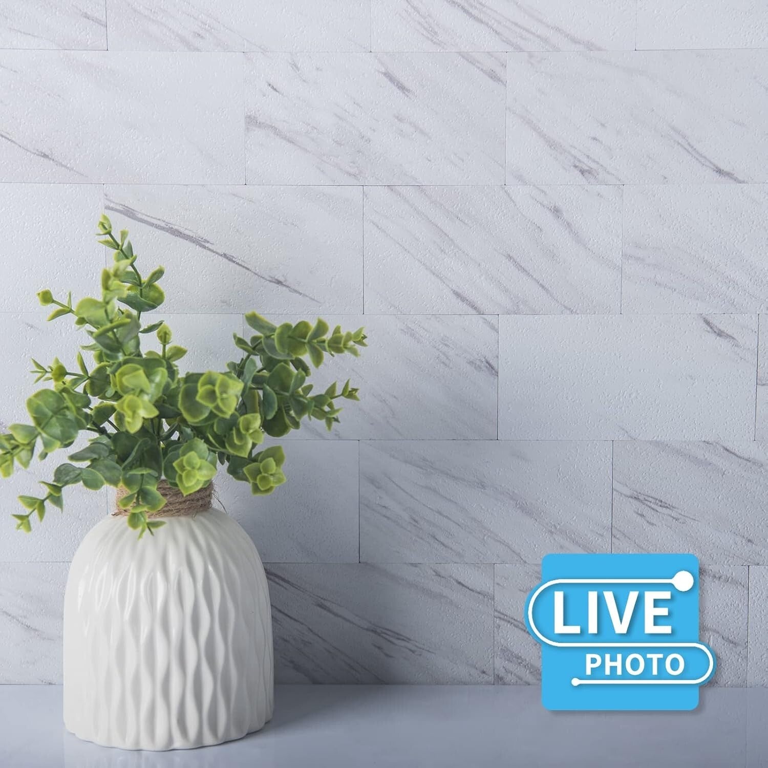 DIY-Friendly 3" x 6" White Granite Peel and Stick Backsplash for Kitchen & Bath