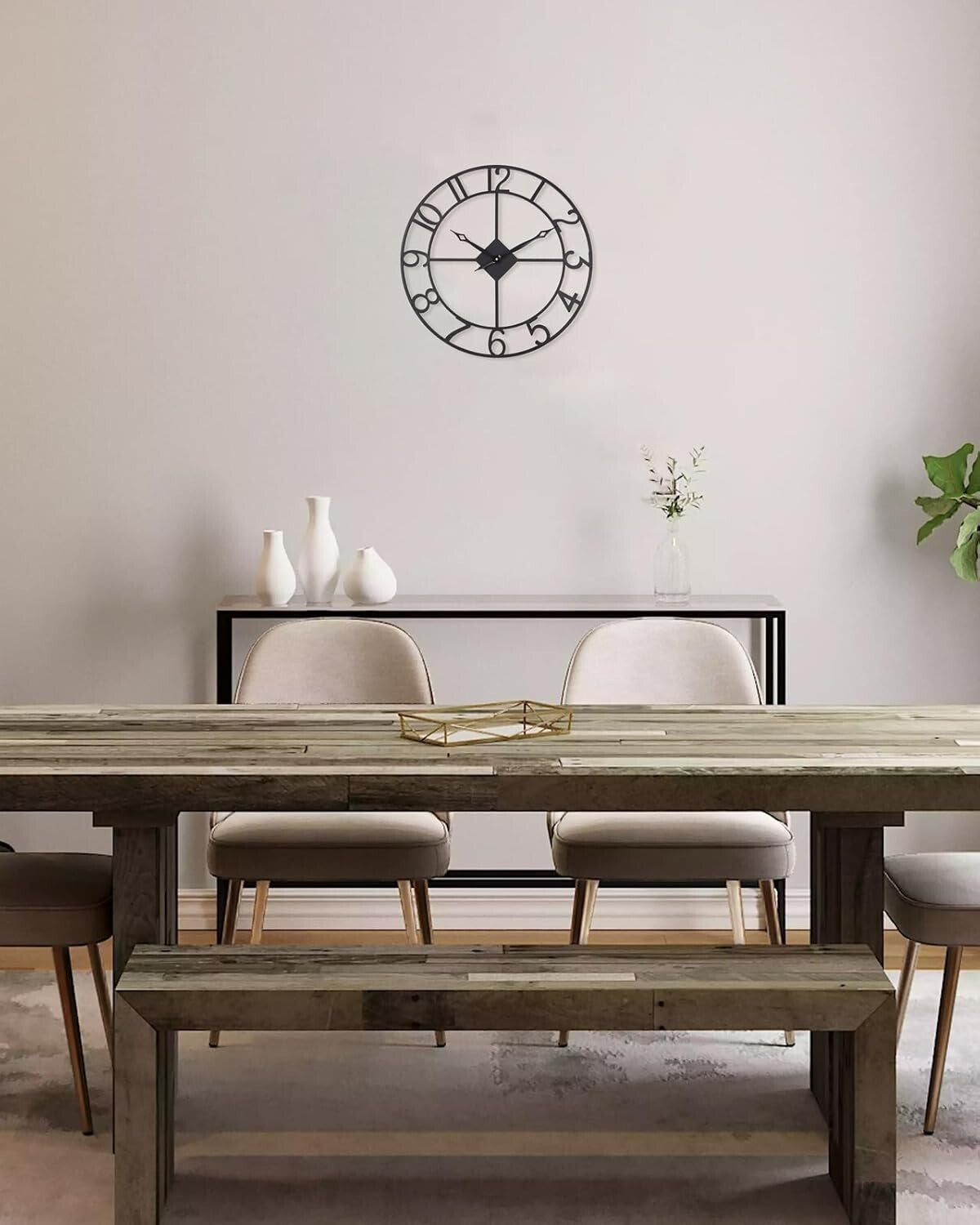 Large 18-Inch Battery Operated Silent Clock for Living Room, Kitchen & Patio