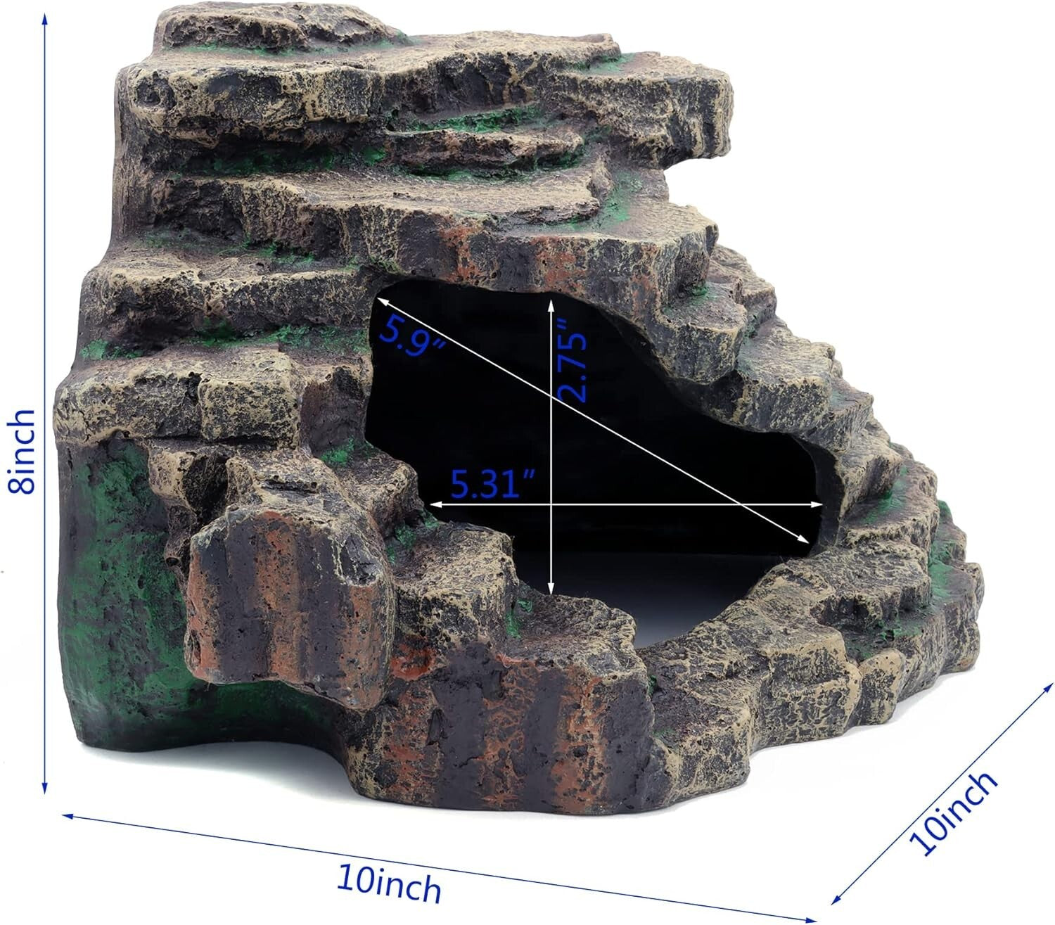 Natural Rock Appearance Extra Large Hideout for Bearded Dragons and Small Pets