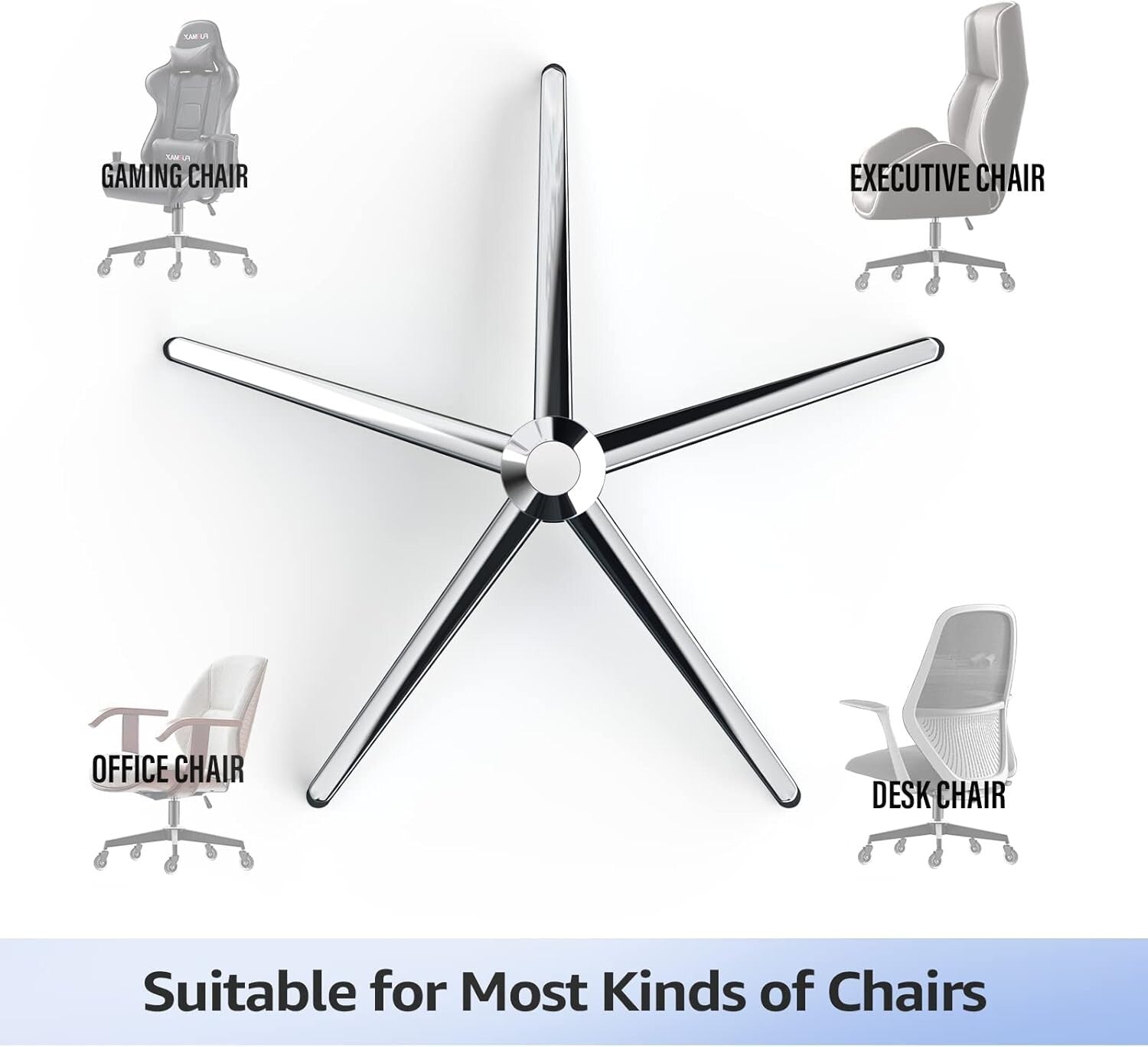 Heavy-Duty 28" Office Chair Base Replacement with Universal Gas Cylinder