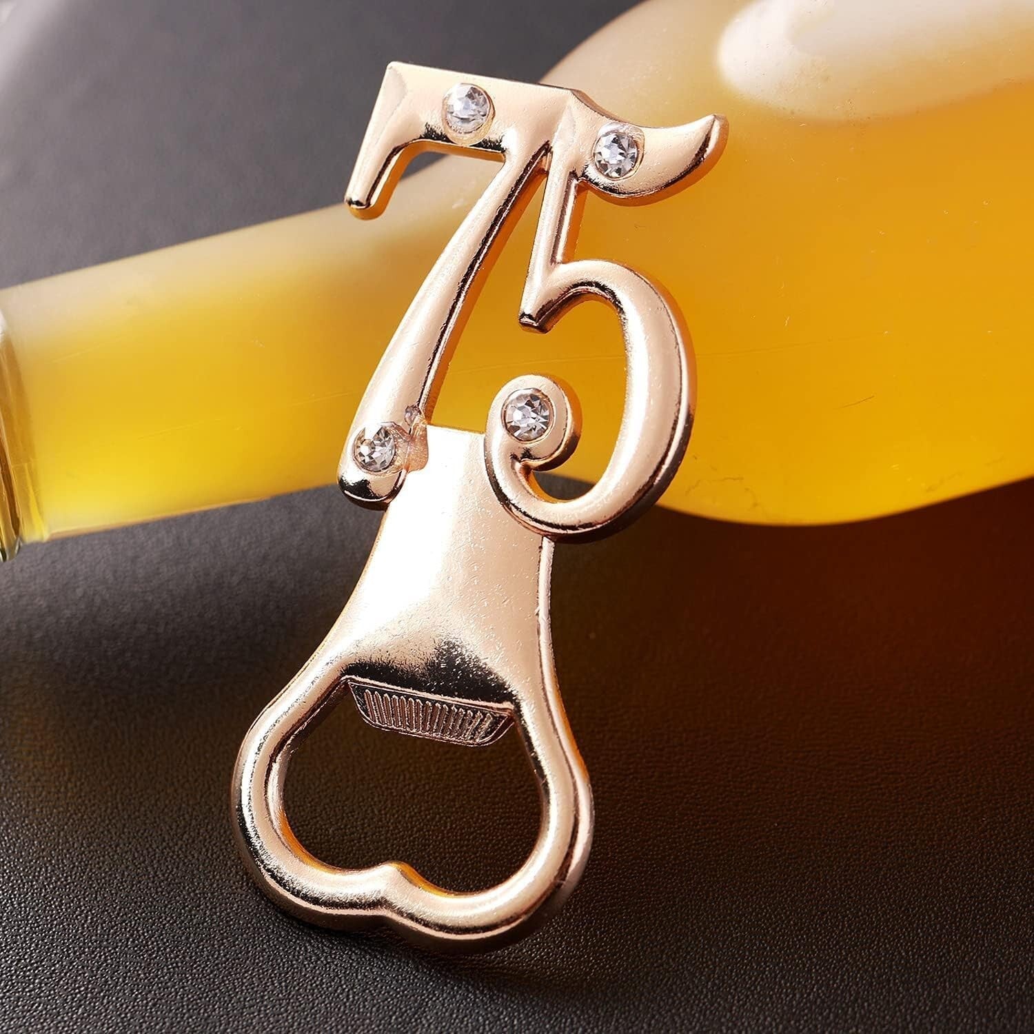 36-Pack Gold Rhinestone Bottle Openers for 75th Birthday & Anniversary Parties