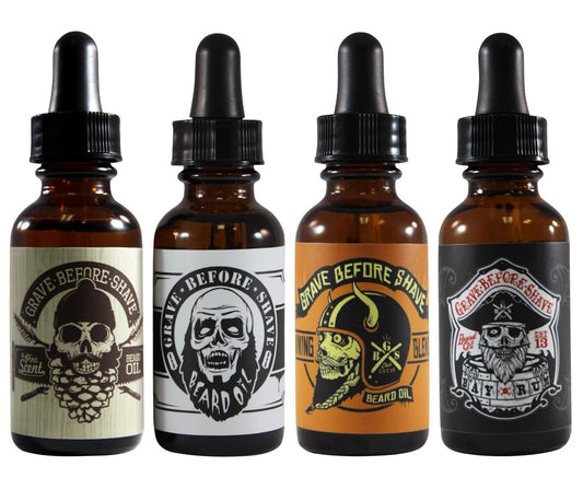 4 Pack Beard Oil Set - Nourishing Oils for All Hair Types & Natural Scent