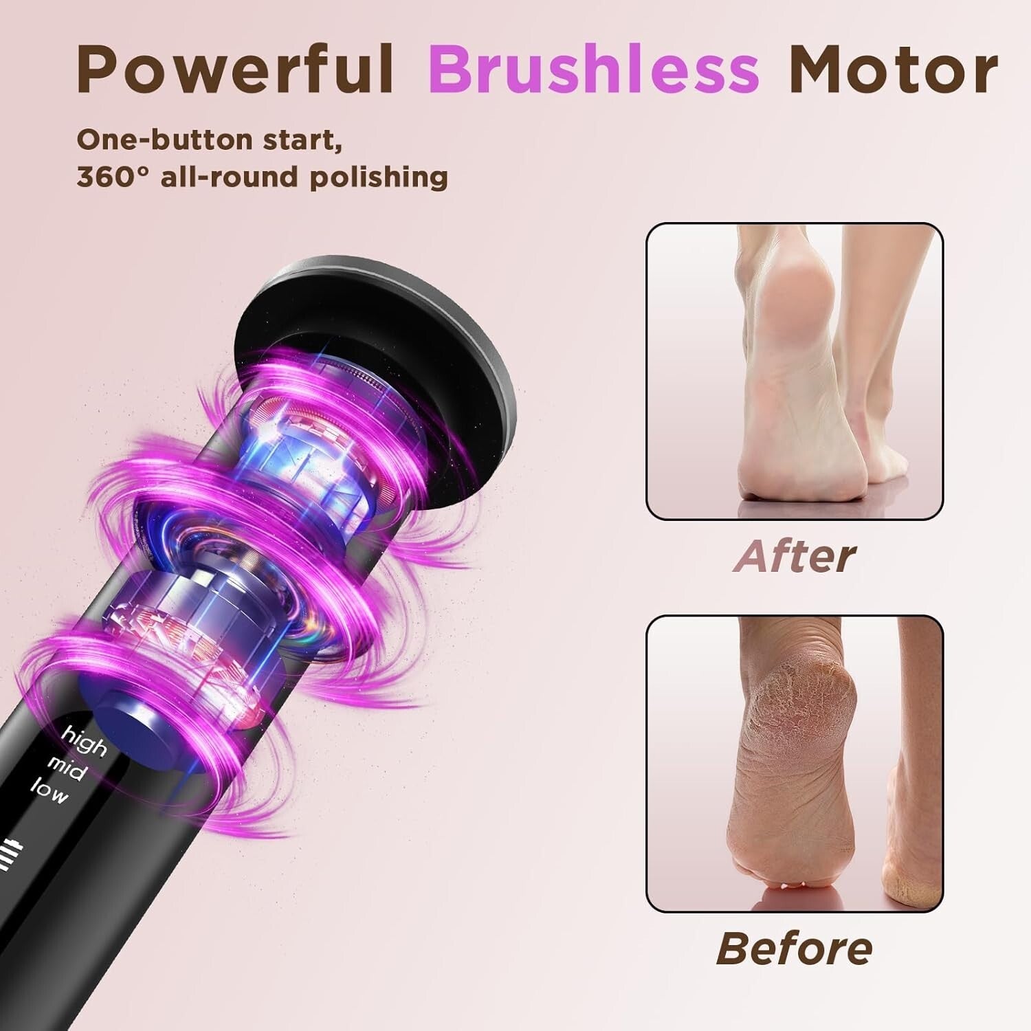 Nano-Glass Electric Foot Callus Remover - Cordless, Adjustable Speeds & 60 Discs