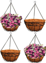 Load image into Gallery viewer, Rust-Resistant Hanging Basket Planters - 12" Modern Metal Design, 4-Pack
