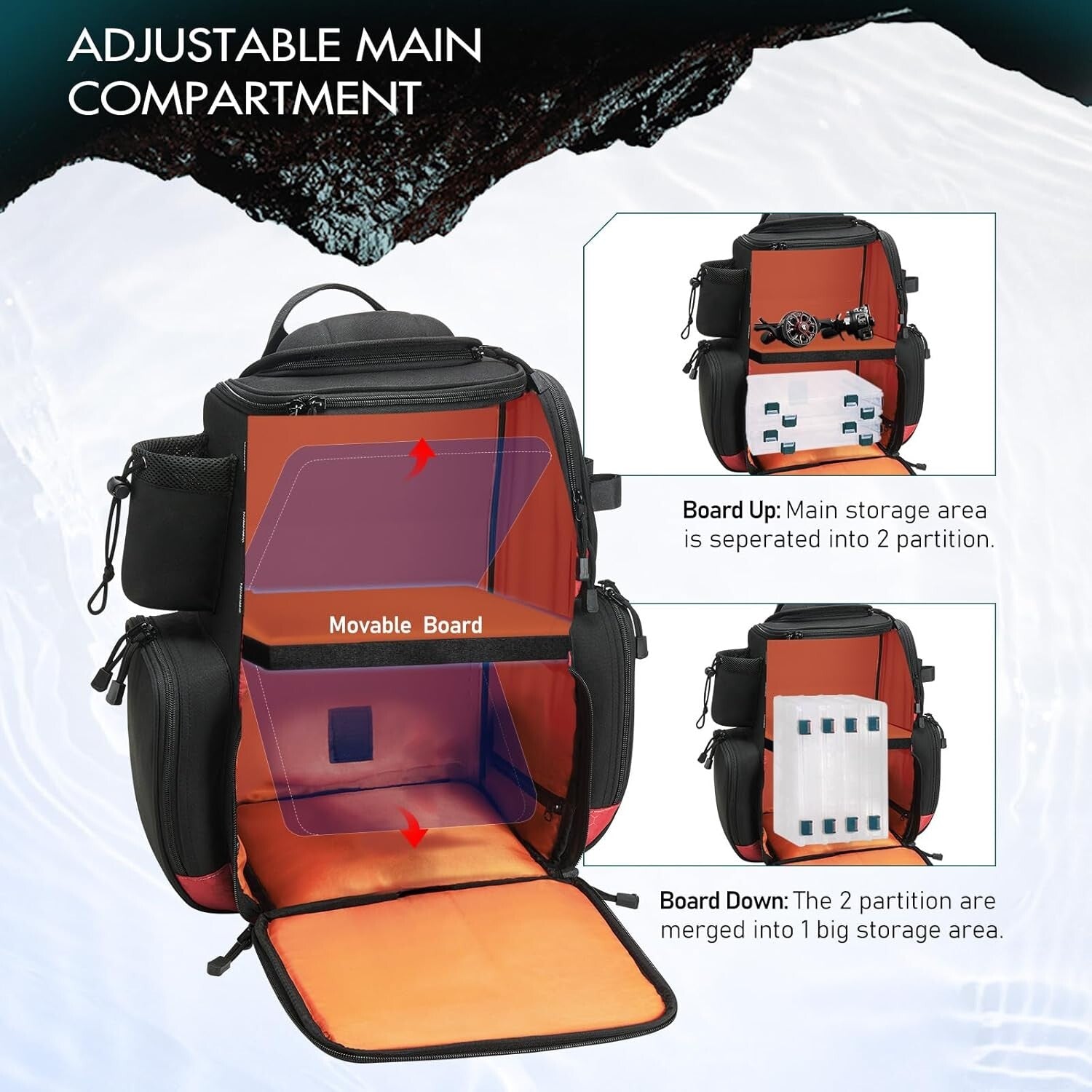 Fishing Tackle Backpack with Ergonomic Design & Hard Sunglasses Case for Safety