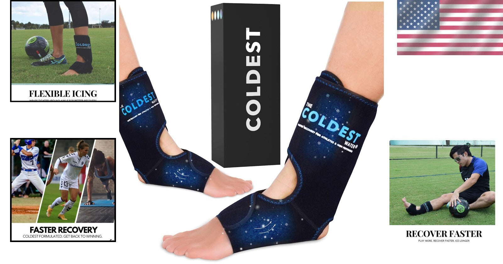 Cold Therapy Ankle Ice Wrap with 2 Gel Packs - Ideal for Injuries & Recovery