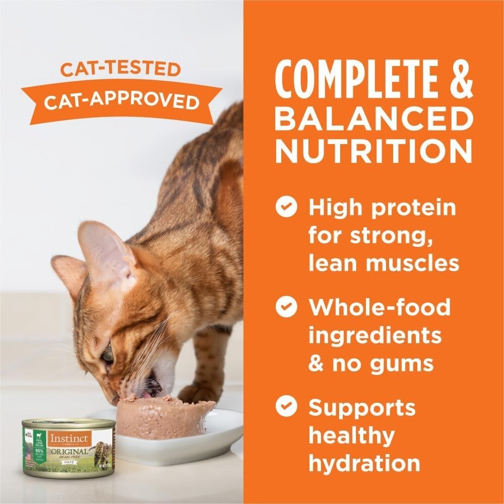 High Protein Grain-Free Cat Food - Original Lamb Pate, Pack of 24 Cans per 3 oz
