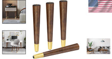 Load image into Gallery viewer, Elegant Walnut Coffee Table Legs - Mid-Century Modern Furniture Feet 16"