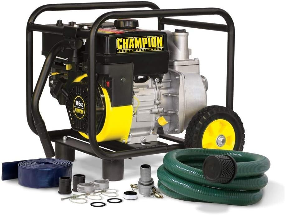 Portable 2-Inch Gas-Powered Water Transfer Pump - 196cc Engine & Durable Frame