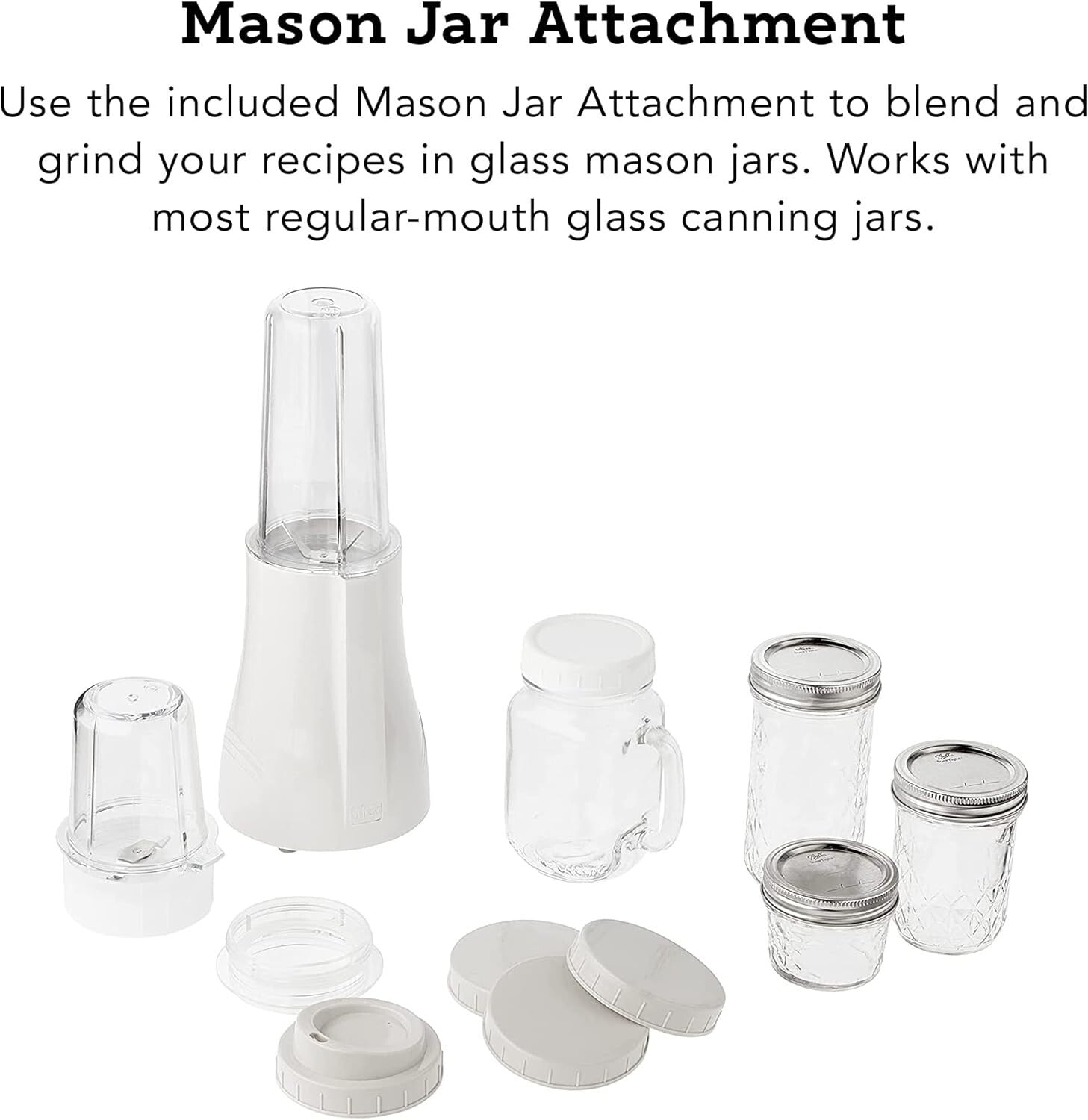 Versatile Personal Blender for Smoothies with BPA-Free Portable Cups - White