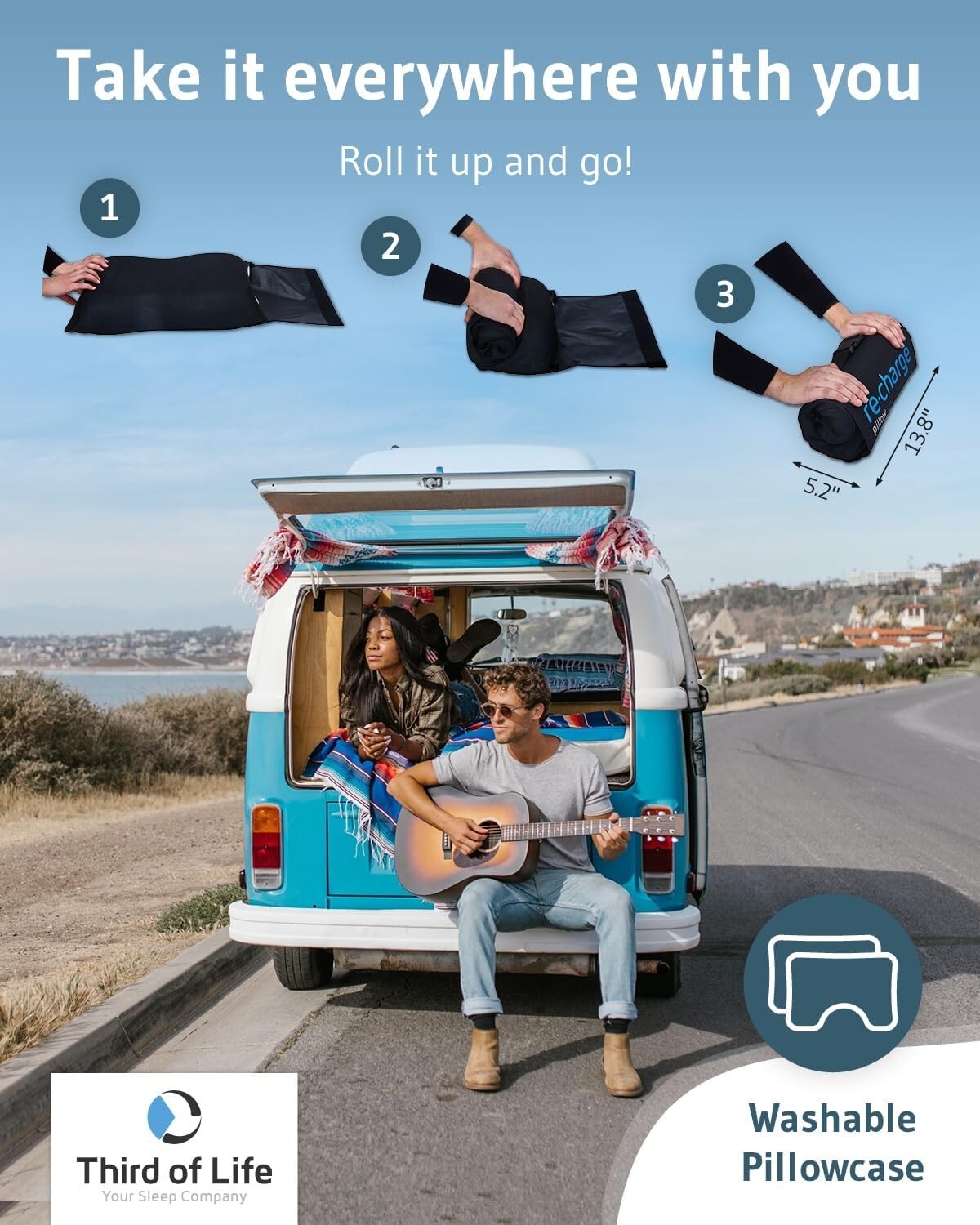 All-in-One Travel Pillow: Ergonomic Memory Foam for Back, Neck and Side Sleepers