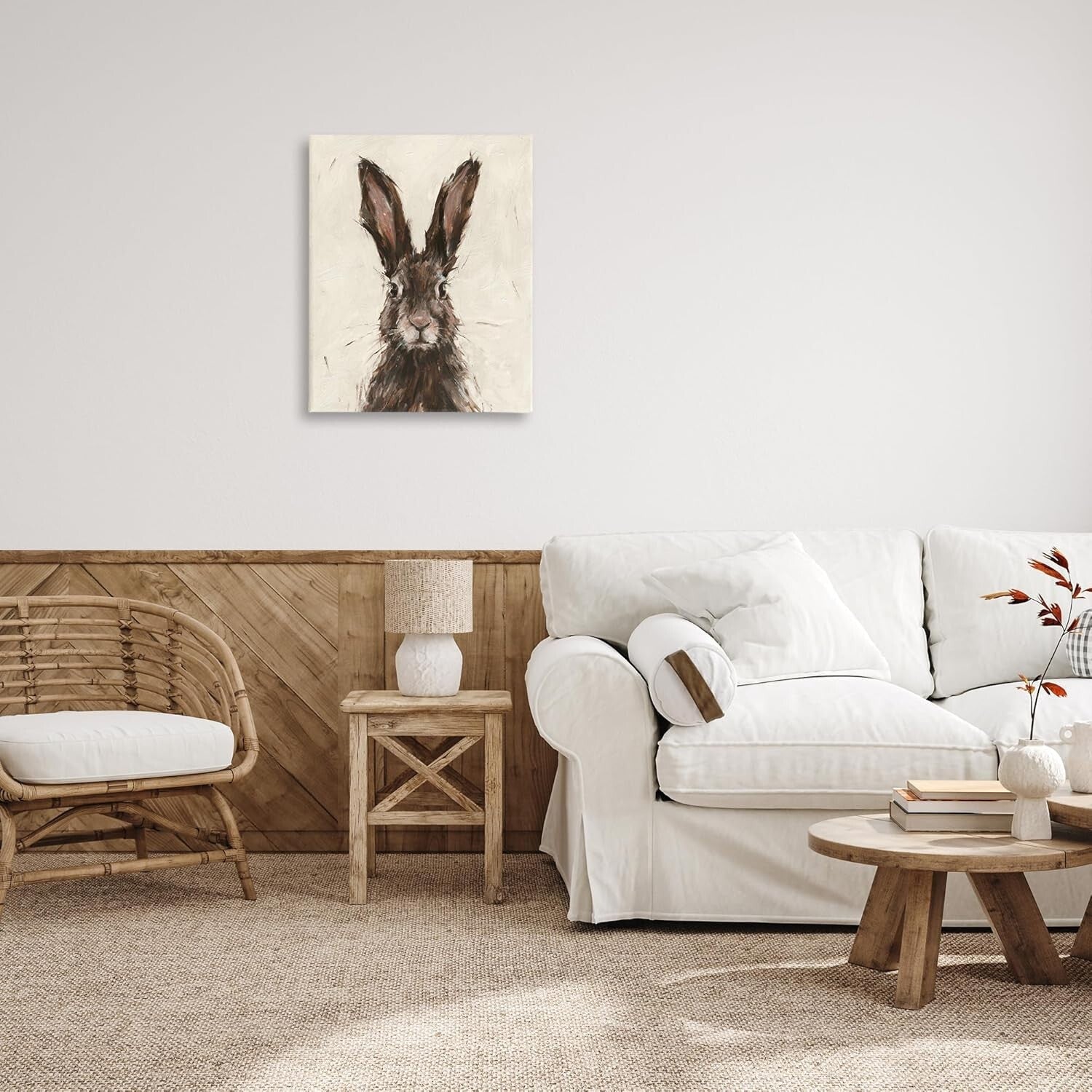 Elegant Brown European Rabbit Portrait Painting - Ready to Hang Canvas Art