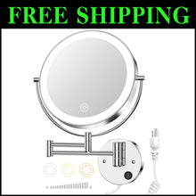 Load image into Gallery viewer, Modern 9-Inch Wall Mounted Magnifying Mirror with 3 Color Lighting Modes