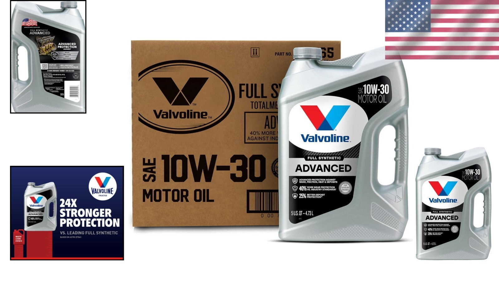 Advanced SAE 10W-30 Motor Oil - Full Synthetic Case (15 QT) for Engine Longevity