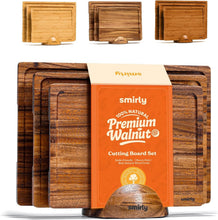 Load image into Gallery viewer, Set of 3 Elegant Walnut Wood Cutting Boards with Holder for Kitchen Organization