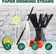 Load image into Gallery viewer, Classic Solid Black 7.75 Inch Drinking Straws - Biodegradable Bulk Case of 4000