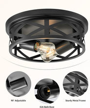 Load image into Gallery viewer, Modern Black Farmhouse Flush Mounts - 11" Adjustable Ceiling Lights Set of 2