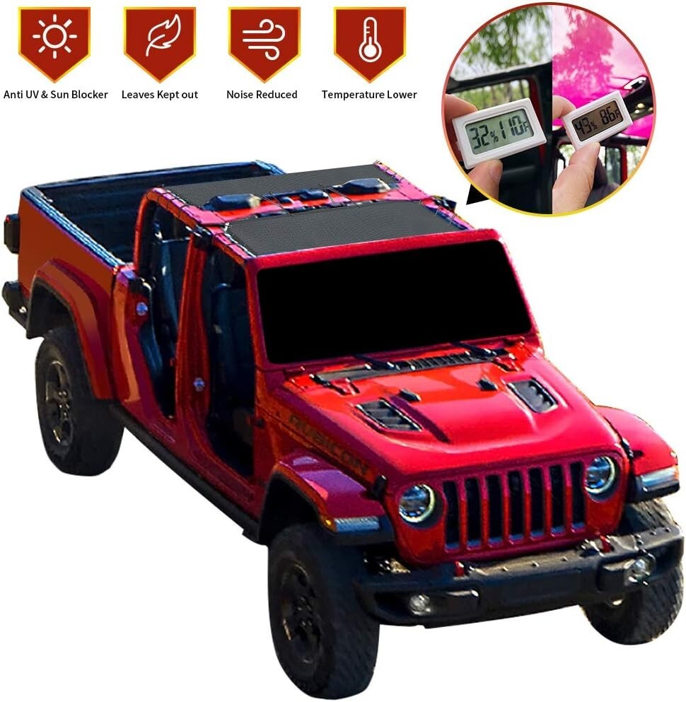 Black Screen Roof Cover for Jeep Gladiator 2018-2023 - Easy Installation