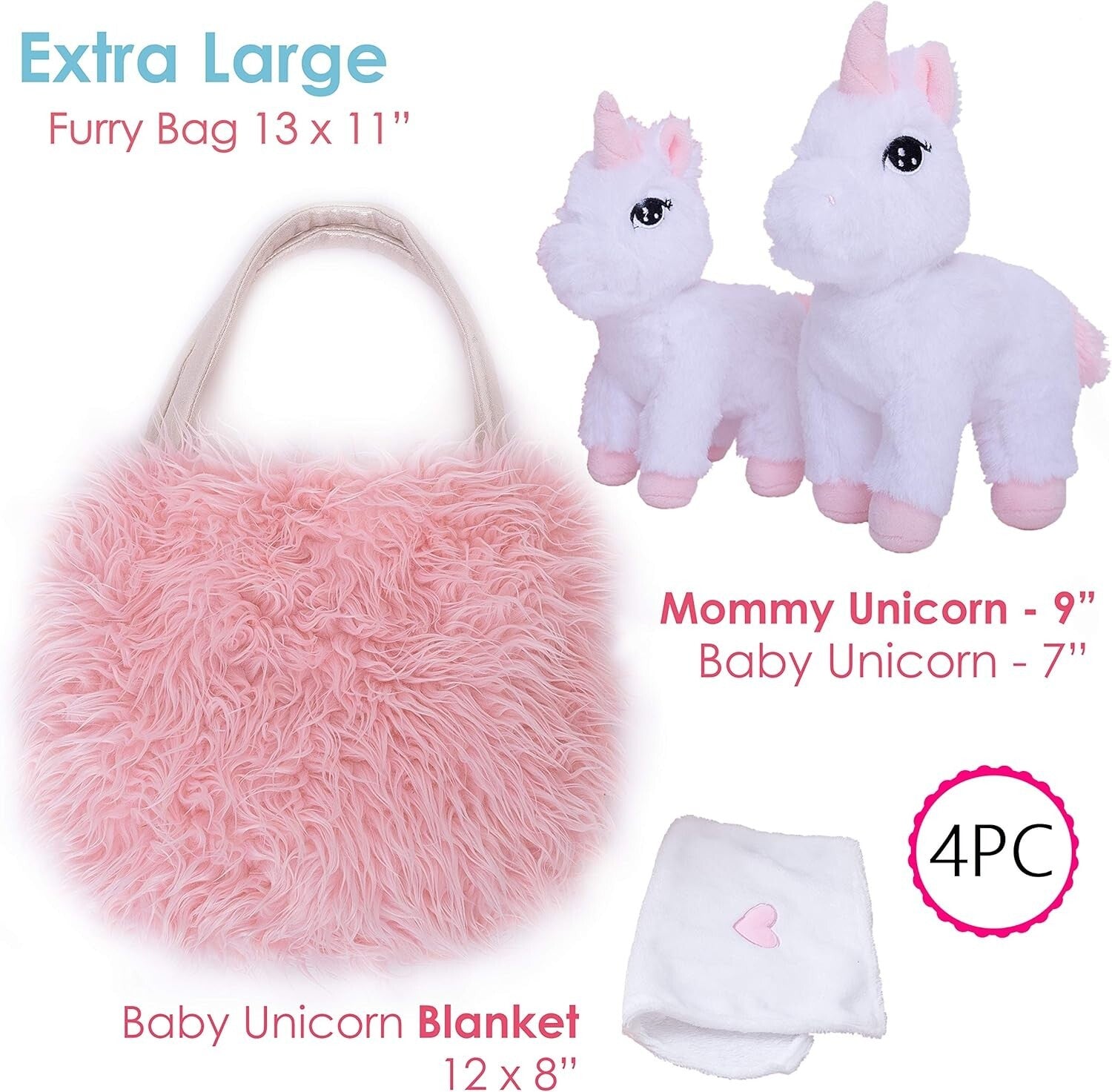 Deluxe Unicorn Plush Set with XL Carrier & Blanket - Perfect Gift for Girls 3-8