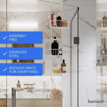 Load image into Gallery viewer, Space-Saving 3-Tier Chrome Shower Shelf - Fits Up to 0.78” Screens, Towel Hooks