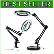 Load image into Gallery viewer, Versatile 5X LED Desk &amp; Clamp Magnifier - Adjustable Light &amp; Glass Lens