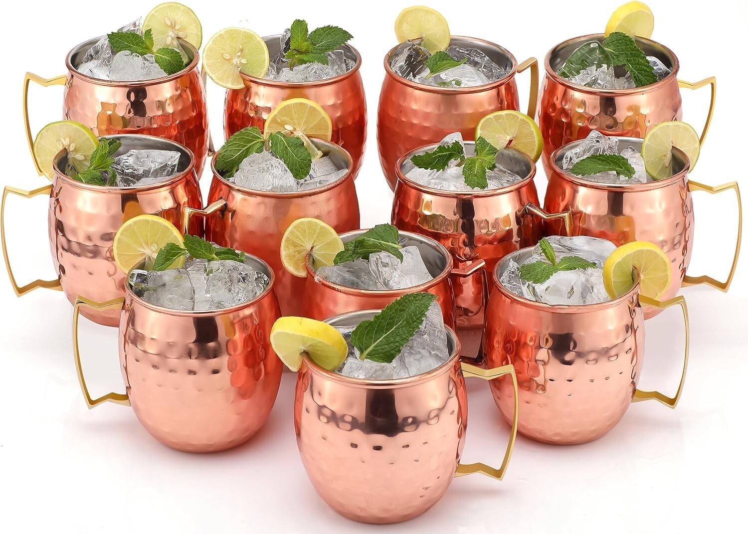 Set of 12 Premium Moscow Mule Copper Mugs - Food Safe & Tarnish Resistant