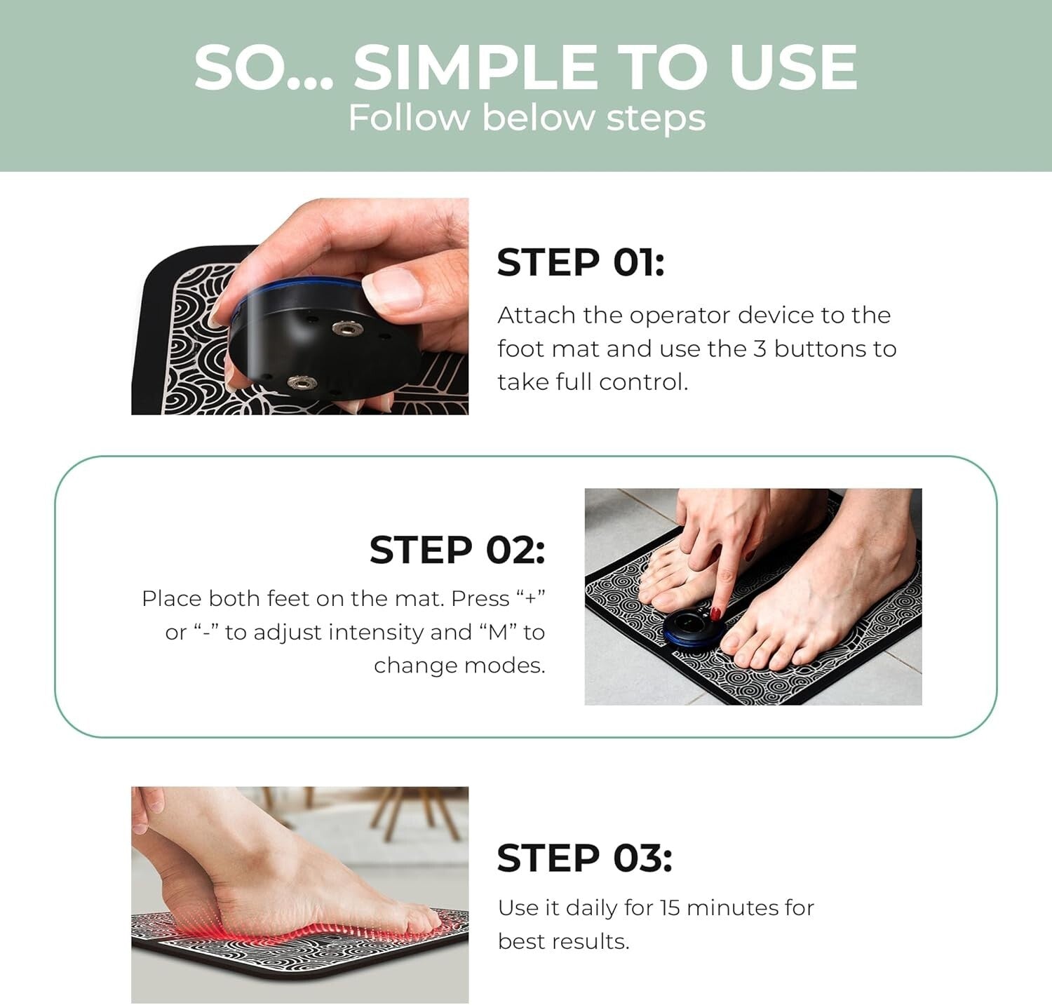 Soothing Portable Foot Massager: 15-Minute Session with 6 Massage Techniques