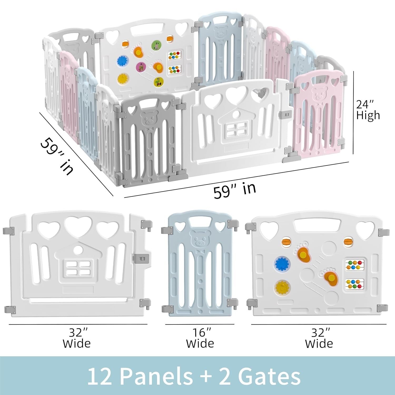 Spacious Multicolour Baby Playpen - Safe 14-Panel Activity Centre for Toddlers