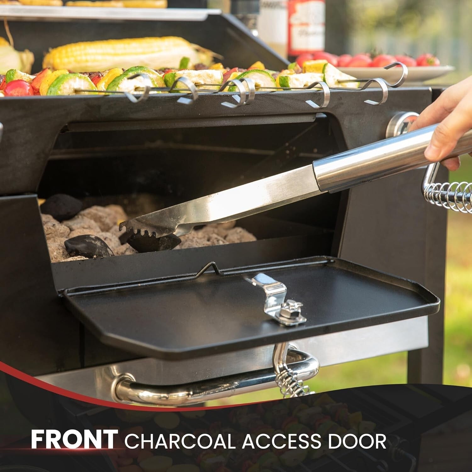Charcoal Grill with Adjustable Height & Collapsible Tables - Perfect for Picnics