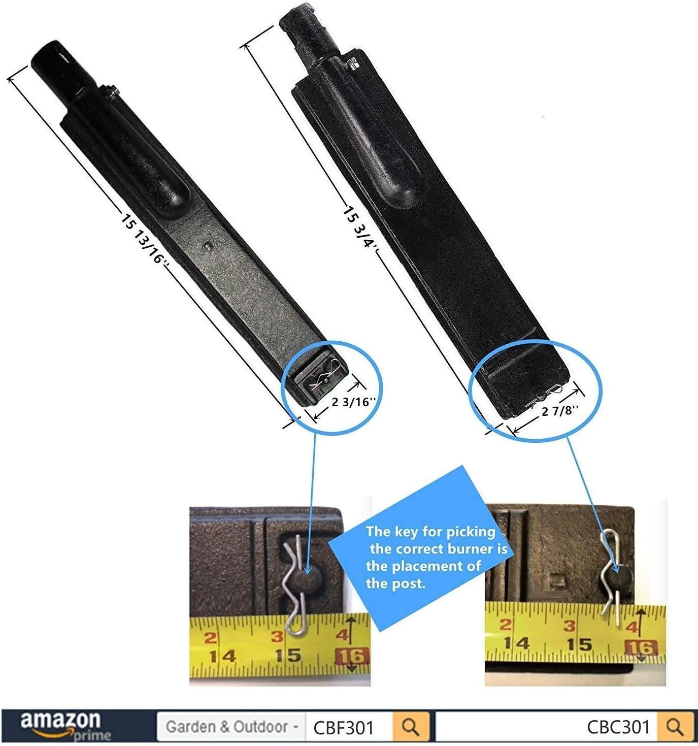 15 3/4" Cast Iron Gas Grill Burners Compatible with Major Grill Brands - 4-Pk