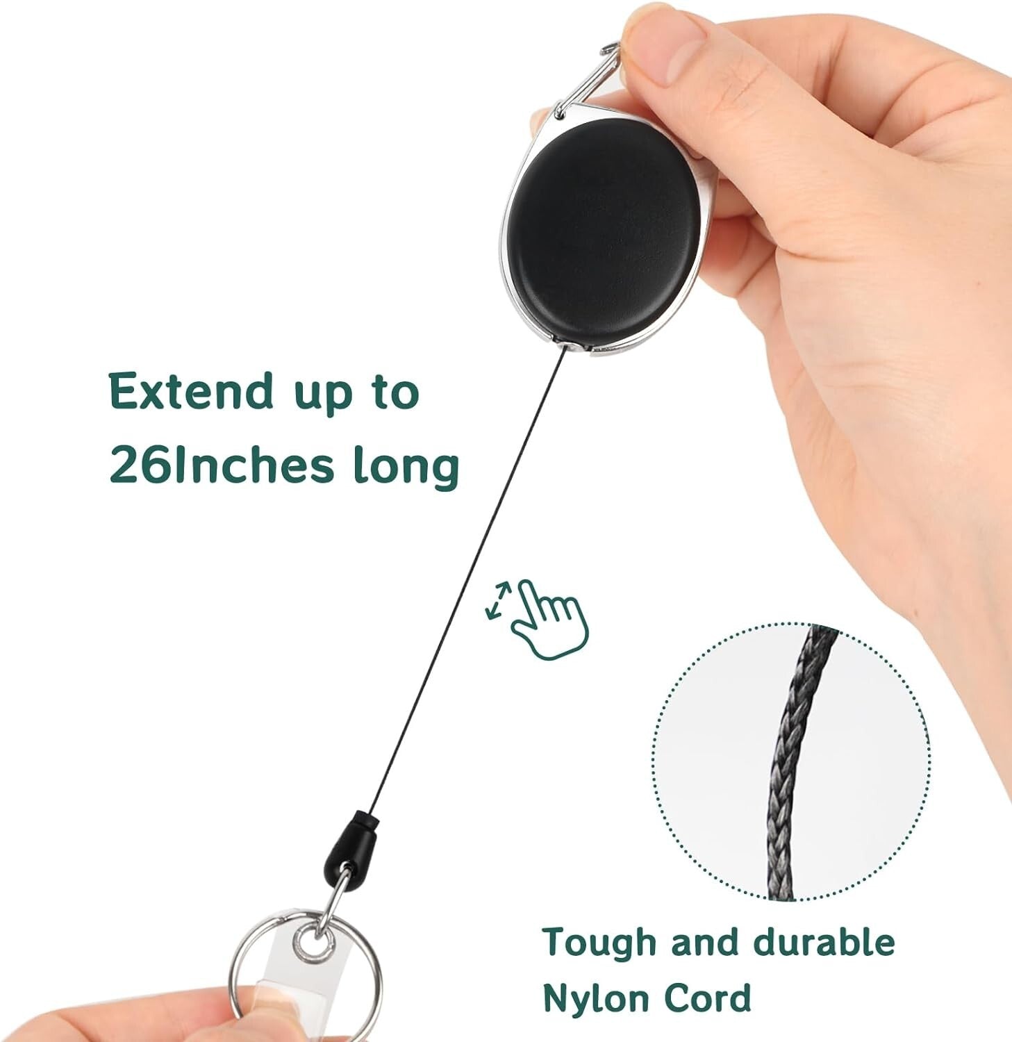 Versatile 50Pcs Badge Reels with Heavy-Duty Clips & 26-Inch Retractable Cord