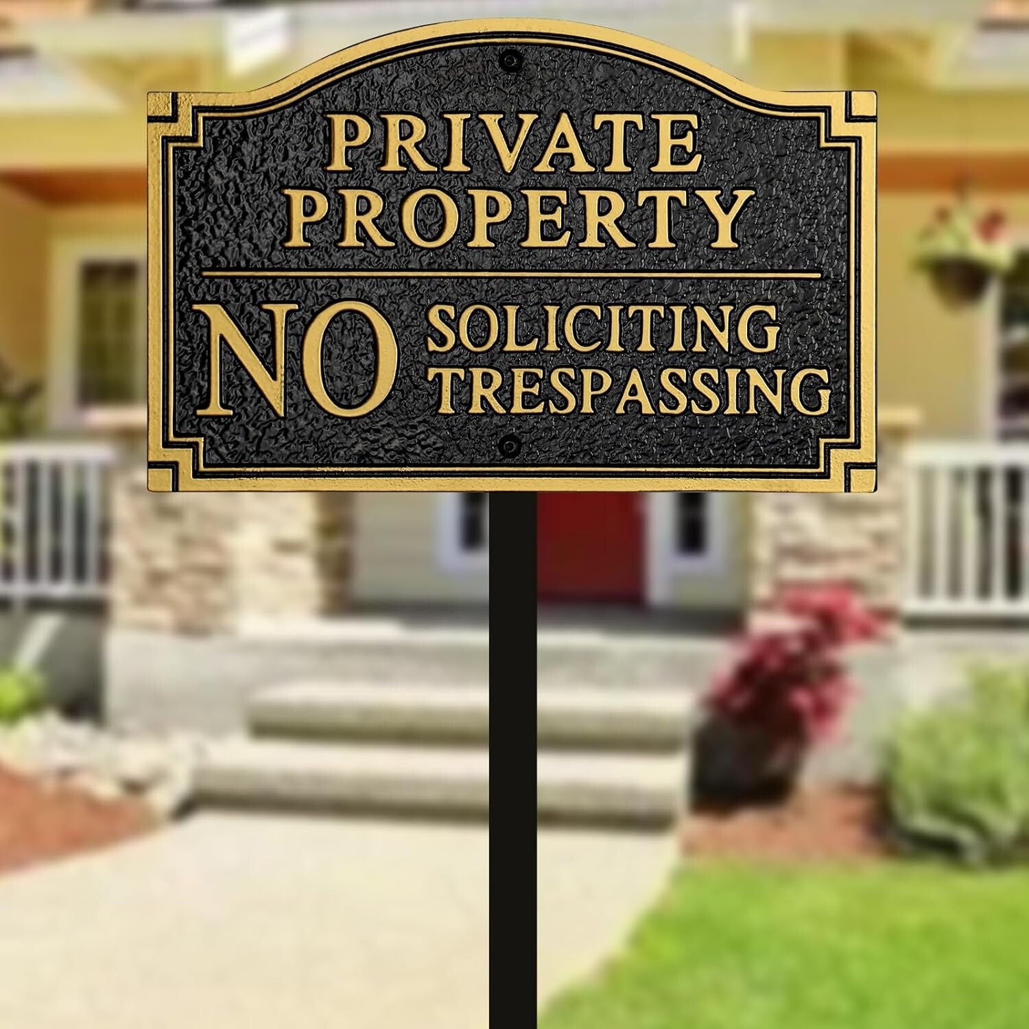 Classic Metal No Soliciting Sign – Embossed with Stainless Mounting Kit Included