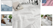 Load image into Gallery viewer, Quilted Muslin Cotton 90" x 66" Throw Blanket - Cozy &amp; Stylish for All Seasons