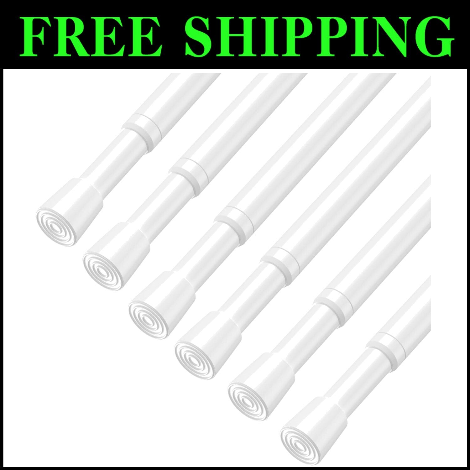 Premium Adjustable Tension Rods, Anti-Skid Ends & Easy Installation, 6-Pcs