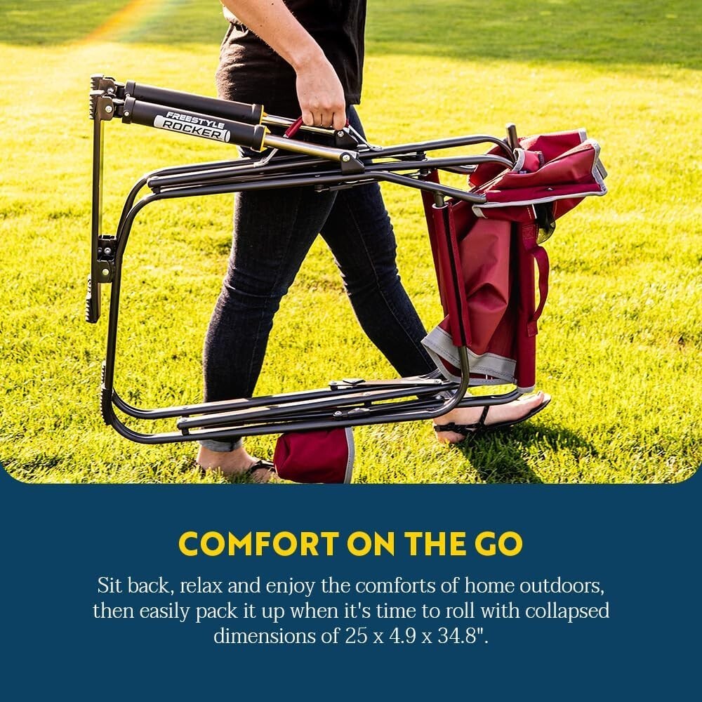 Durable Cinnamon Portable Rocking Chair with Smooth Action for Camping & Patio