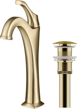 Load image into Gallery viewer, Elegant Brushed Gold Tall Vessel Bathroom Faucet with Pop-Up Drain Included