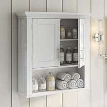 Load image into Gallery viewer, Stylish Wall Mount Storage Cabinet with Open Shelf for Toiletries - White Finish