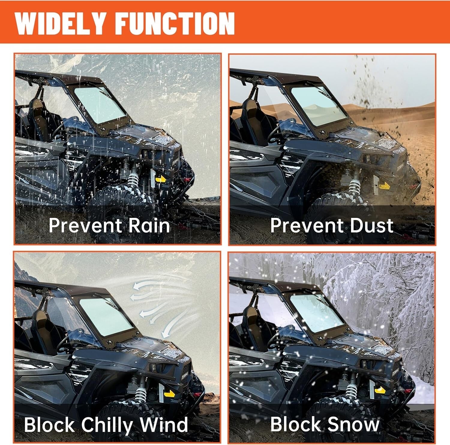 Enhanced Visibility Full Windshield & Wiper for 2014-2018 Polaris RZR XP Turbo