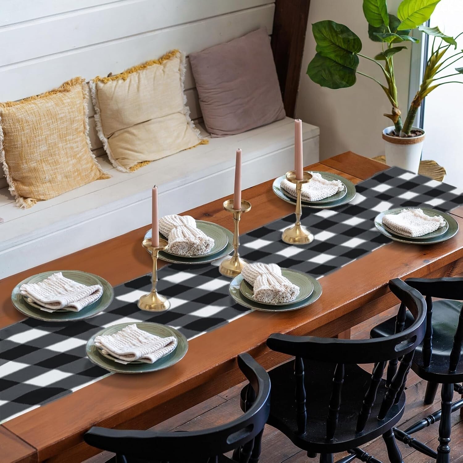 Fashionable 12-Pack Gingham Table Runners 14" x 108" for Stylish Dining Events