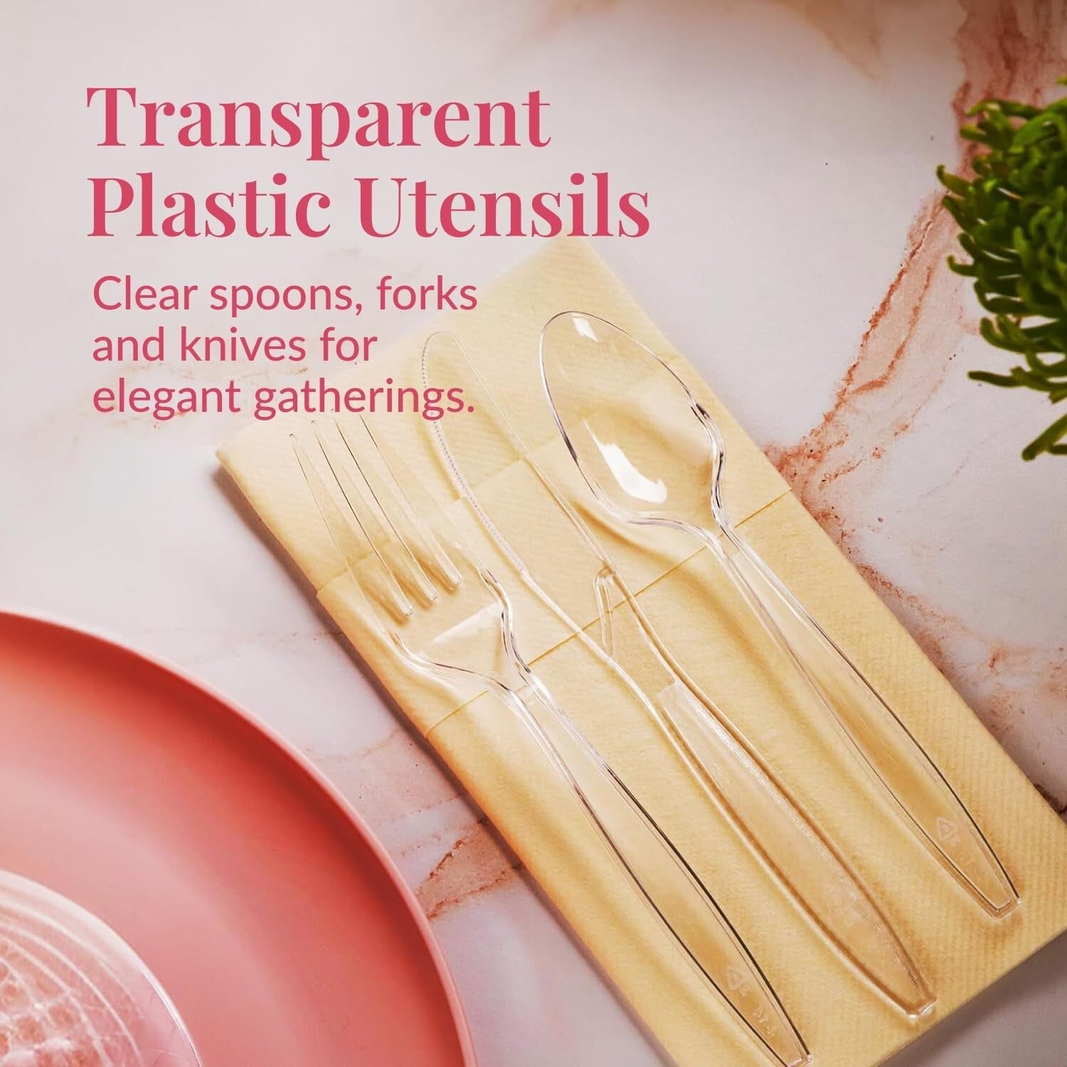 600-Piece Heavy-Duty Plastic Silverware Set for 200 Guests - Elegant Disposab...