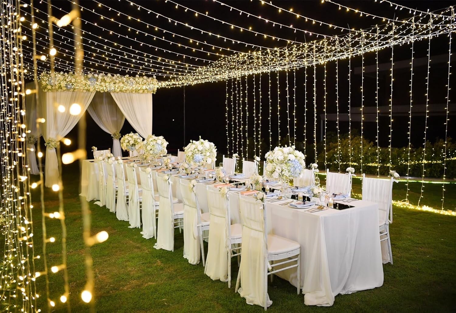 8 Mode Warm White LED Curtain Lights - Perfect for Weddings and Festive Decor