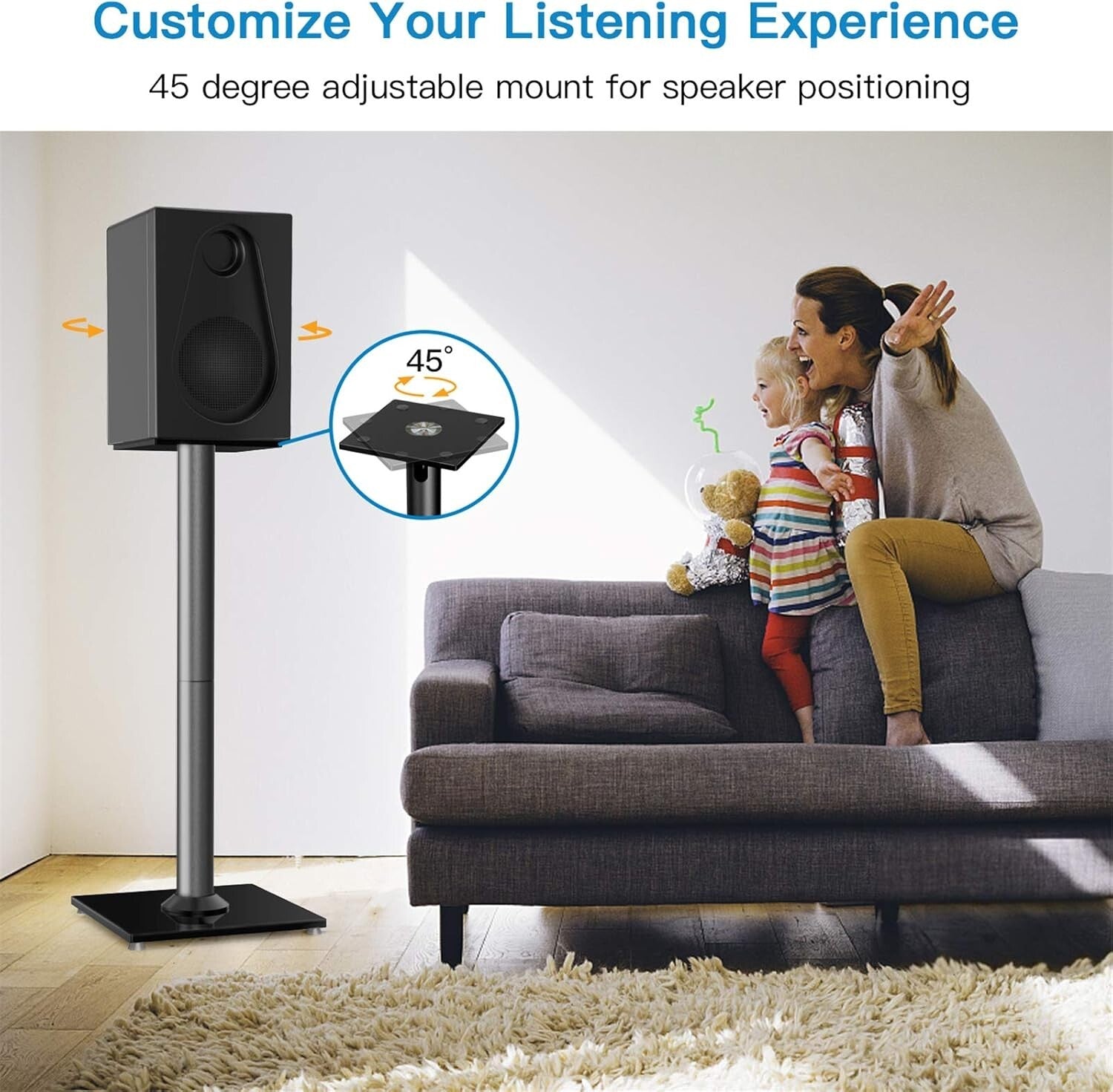 Elegant Black Floor Speaker Stands for Klipsch & Yamaha - Ideal for Home Audio