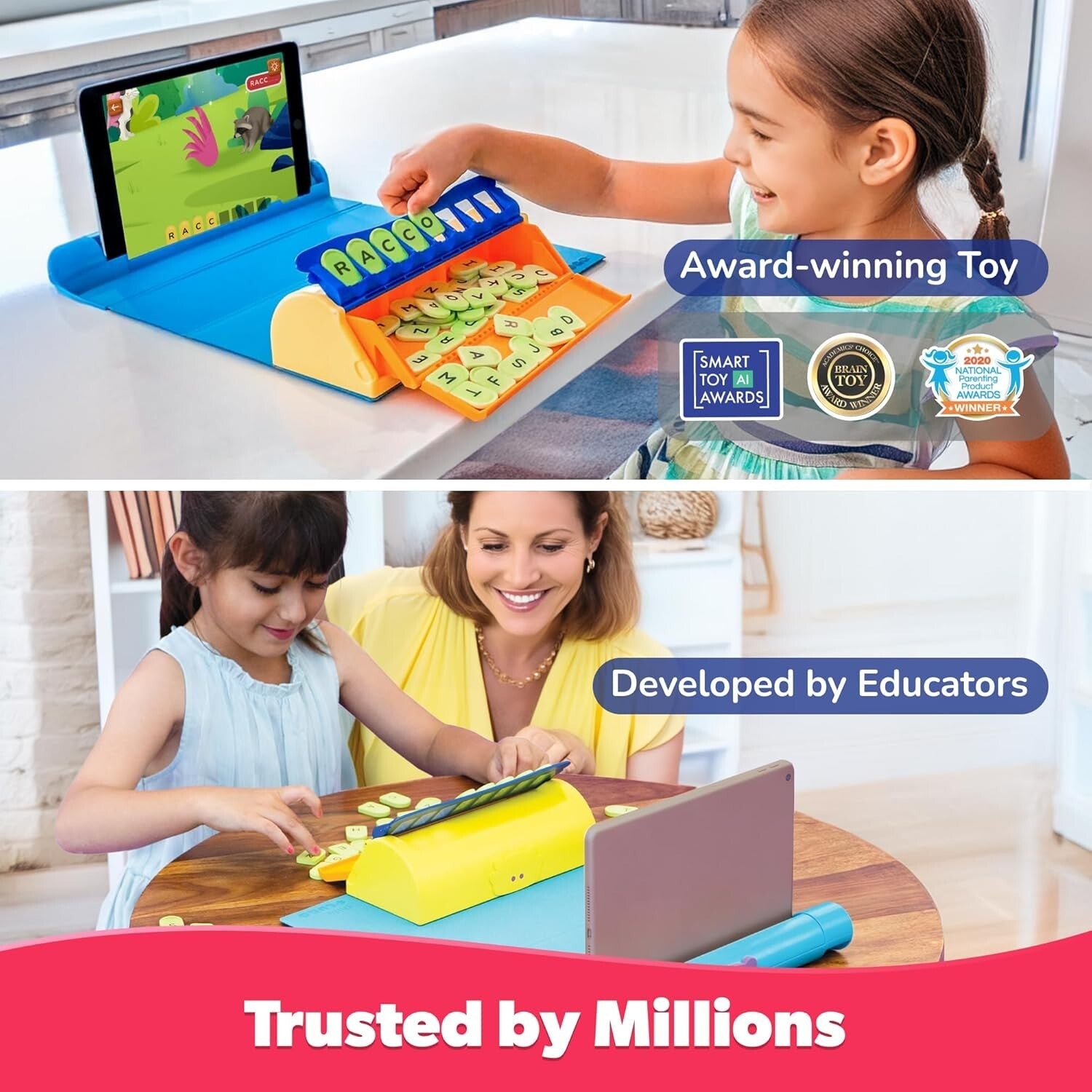 AR Educational Word Game Kit - Plugo Letters with 48 Tiles for Ages 4-10