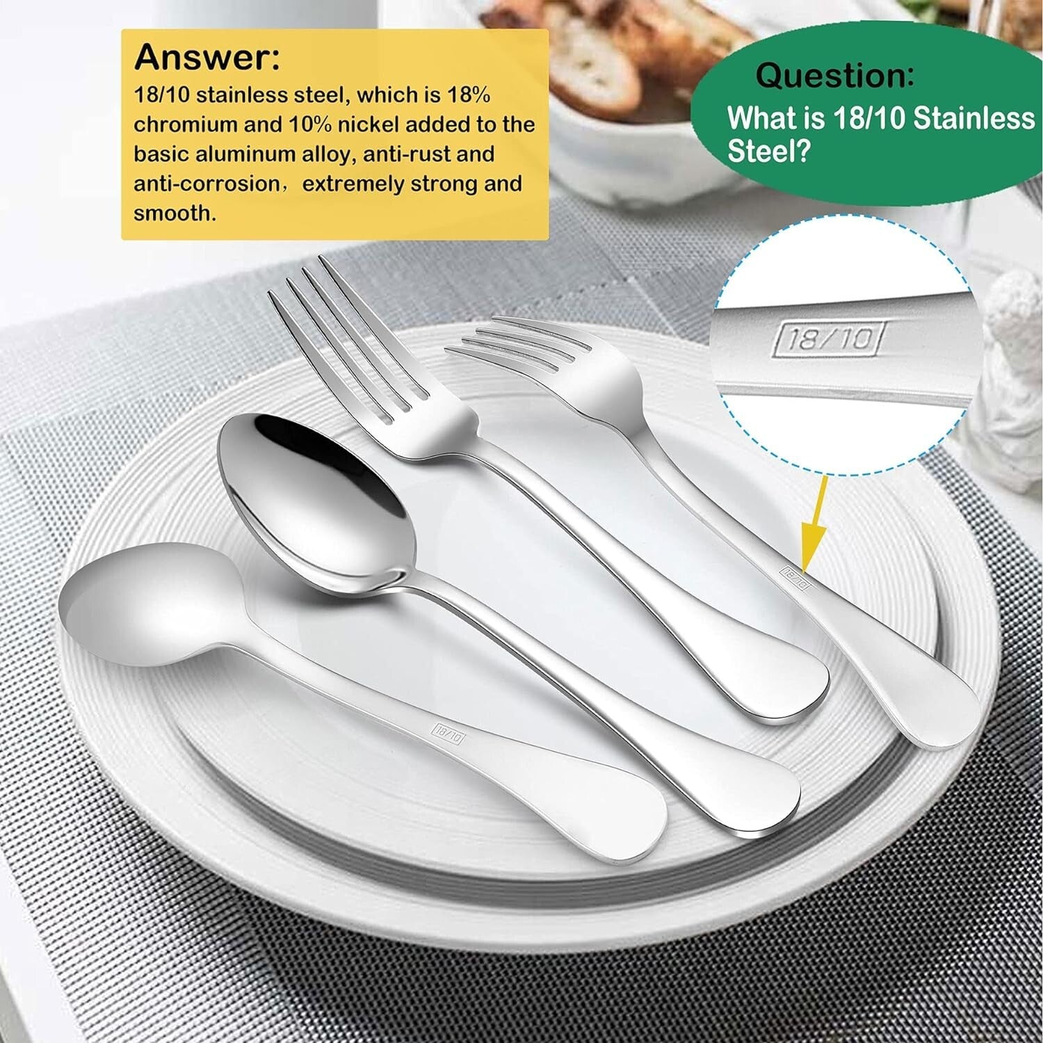 Elegant 20-Piece Stainless Steel Flatware Set for 4 - Mirror Polished & Rust ...