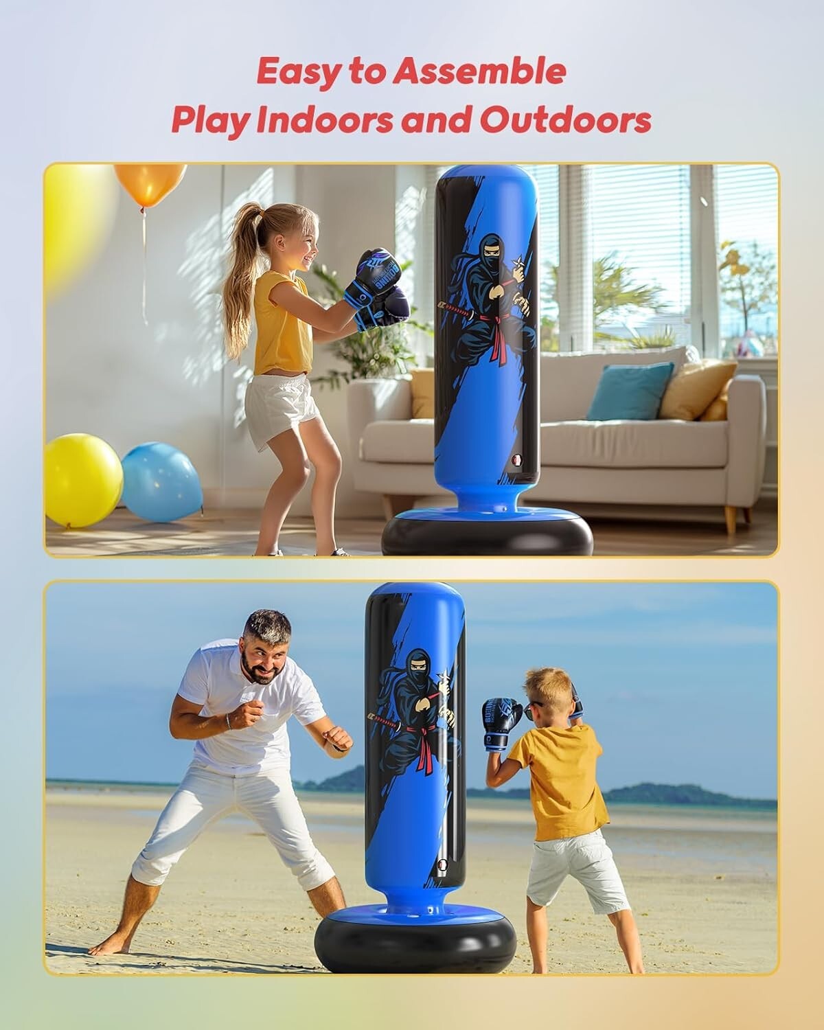 Stable Kids Inflatable Punching Bag with Gloves - Perfect for Martial Arts
