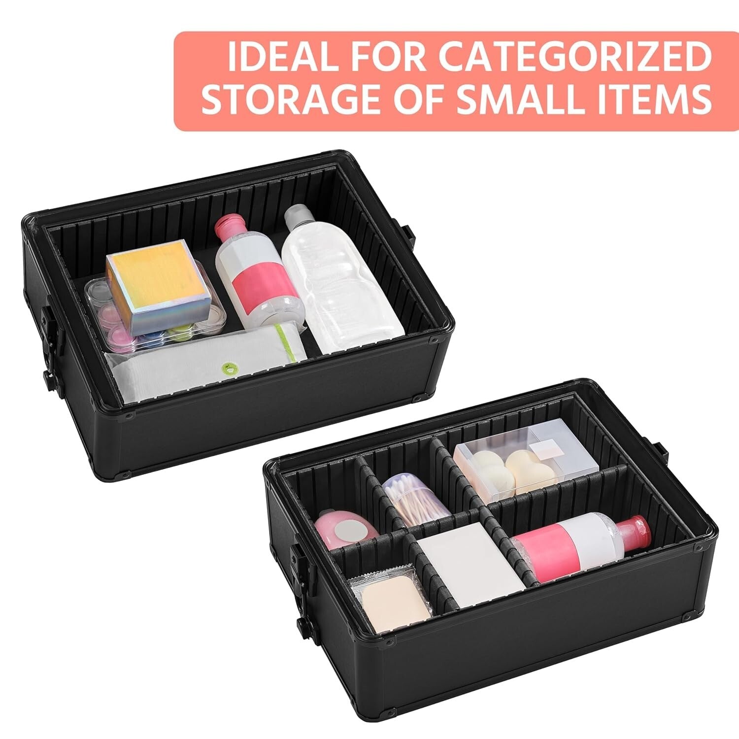 Chic 4-in-1 Makeup Case with Detachable Trays - Large Travel Trolley Organizer