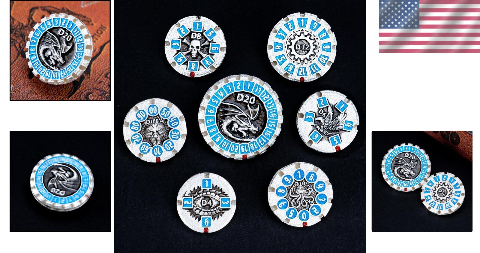 Exquisite Polyhedral Dungeons and Dragons Dice Set - Skull Design with Box