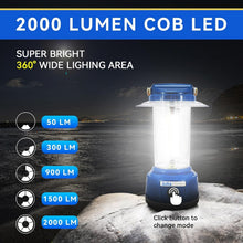 Load image into Gallery viewer, Portable 2000 Lumen Rechargeable Lantern with Waterproof &amp; Emergency Features